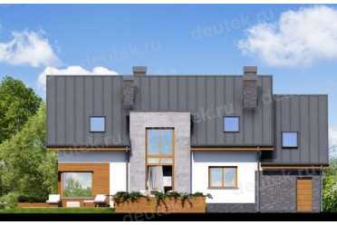 Проект двухэтажного дома из керамоблоков с одноместным гаражом 16 на 9 м - DTN100096 DTN100096