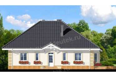 Проект европейского одноэтажного дома с эркером 15 на 11 метров DTS100018