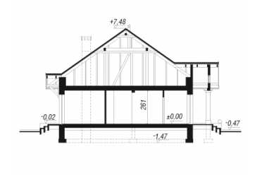 Проект европейского одноэтажного дома с эркером 15 на 11 метров DTS100018