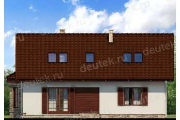 Проект европейского двухэтажного дома с эркером, кабинетом и камином 13 на 9 метров DTS100027