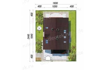 Проект европейского двухэтажного дома с вдухместным гаражем, мансардой и камином 10 на 16 метров DTS100029