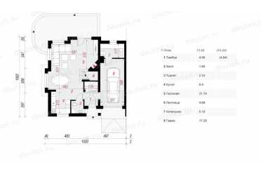 Проект европейского двухэтажного дома с одноместным гаражом, мансардой и камином 10 на 10 м - DTA100038 DTS100038
