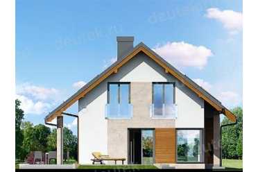 Проект европейского двухэтажного дома с одноместным гаражом, мансардой и камином 9 на 12 м - DTA100044 DTS100044