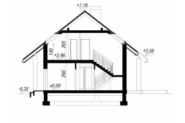 Проект европейского двухэтажного дома с одноместным гаражом, мансардой и камином 9 на 12 м - DTA100044 DTS100044