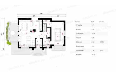 Проект европейского двухэтажного дома с одноместным гаражом и камином 13 на 19 м - DTS100051 DTS100051