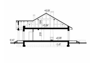 Проект европейского одноэтажного дома с эркером, камином и терассой 17 на 11 м - DTS100062 DTS100062