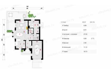Проект европейского двухэтажного дома с одноместным гаражом и камином  10 на 13 м - DTS100065 DTS100065