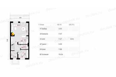 Проект европейского дома с мансардой и камином 5 на 11 метров DTV100011