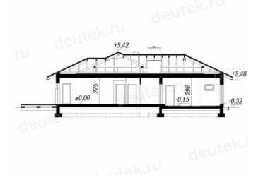 Проект одноэтажного дома из керамаблоков с мансардой и двухместным гаражом DTV100040