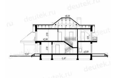 Проект двухэтажного дома из керамаблоков с мансардой и двухместным гаражом DTV100055