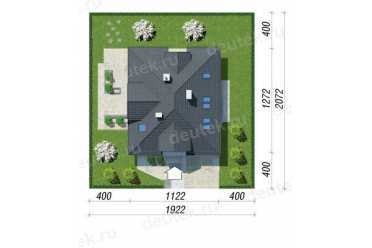 Проект двухэтажного дома из керамаблоков с мансардой и одноместным гаражом DTV100065
