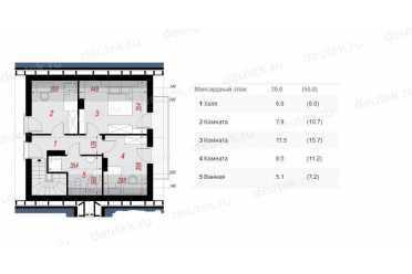 Проект двухэтажного дома из керамоблоков с мансардой и камином DTV100067