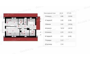 Проект двухэтажного дома из керамоблоков с мансардой и одноместным гаражом DTV100068