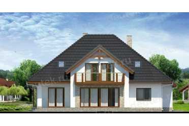 Проект двухэтажного дома из керамоблоков с мансардой и двухместным гаражом - DTV100085 DTV100085