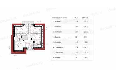 Проект двухэтажного дома из керамоблоков с мансардой и двухместным гаражом - DTV100085 DTV100085