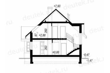 Проект двухэтажного дома из керамоблоков с мансардой и одноместным гаражом - DTV100086 DTV100086