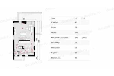 Проект двухэтажного дома из керамоблоков с мансардой и камином DTV100089