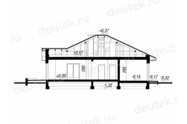 Проект одноэтажного дома из керамоблоков с одноместным гаражом DTV100099