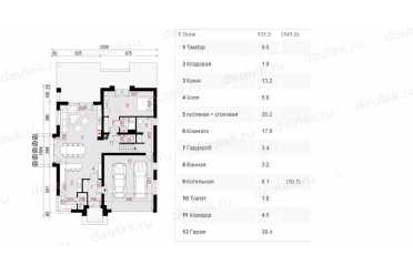 Проект двухэтажного дома из керамоблоков с мансардой и двухместным гаражом DTV100111