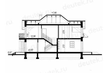 Проект двухэтажного дома из керамоблоков с мансардой и одноместным гаражом DTV100132