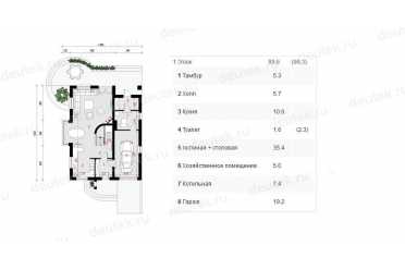 Проект двухэтажного дома из керамоблоков с мансардой и одноместным гаражом DTV100132