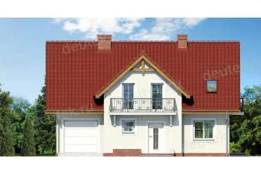 Проект двухэтажного дома из керамоблоков с мансардой и одноместным гаражом DTV100153