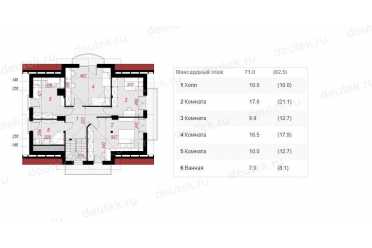 Проект двухэтажного дома из керамоблоков с мансардой и одноместным гаражом DTV100153