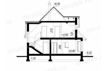 Проект двухэтажного дома из керамоблоков с мансардой и камином DTV100155