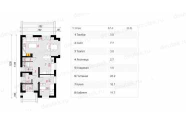 Проект двухэтажного дома из керамоблоков с мансардой и камином DTV100159