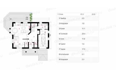 Проект двухэтажного дома из керамоблоков с мансардой и одноместным гаражом DTV100162