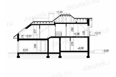 Проект двухэтажного дома из керамоблоков с мансардой и двухместным гаражом DTV100171