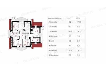 Проект двухэтажного дома из керамоблоков с мансардой и одноместным гаражом DTV100174