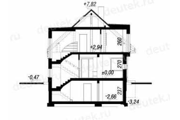 Проект трехэтажного дома из керамоблоков с мансардой и одноместным гаражом DTV100178