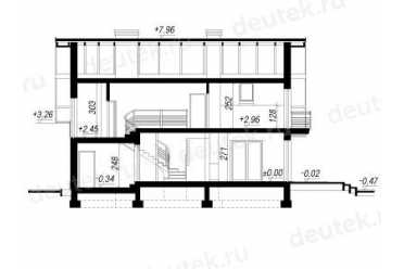 Проект двухэтажного дома из керамоблоков с мансардой и одноместным гаражом  DTV100181