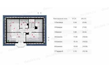 Проект двухэтажного дома из керамоблоков с мансардой и камином DTV100182