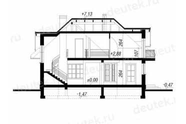 Проект двухэтажного дома из керамоблоков с мансардой и камином DTV100196