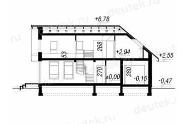 Проект двухэтажного дома из керамоблоков с мансардой и одноместным гаражом DTV100203