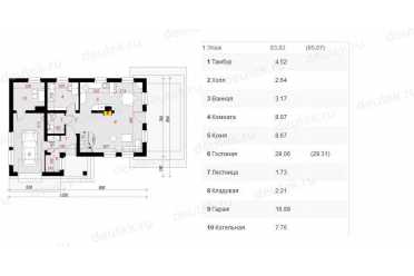 Проект двухэтажного дома из керамоблоков с мансардой и одноместным гаражом DTV100203