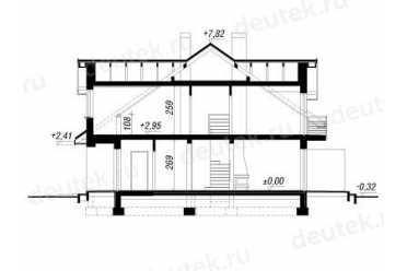 Проект двухэтажного дома из керамоблоков с мансардой и двухместным гаражом  DTV100205