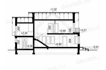 Проект двухэтажного дома из керамоблоков с мансардой и одноместным гаражом DTV100209