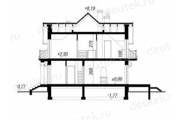 Проект двухэтажного дома из керамоблоков с мансардой и одноместным гаражом DTV100211