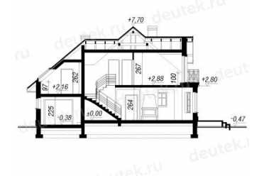 Проект двухэтажного дома из керамоблоков с мансардой и одноместным гаражом DTV100214