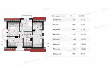 Проект двухэтажного дома из керамоблоков с мансардой и одноместным гаражом DTV100215
