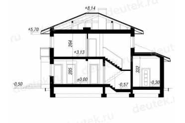 Проект двухэтажного дома из керамоблоков с двухместным гаражом DTV100216