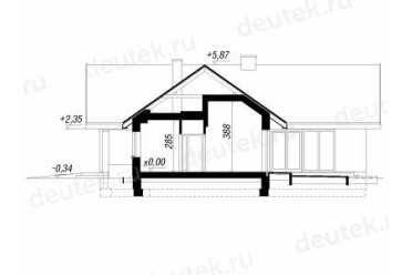 Проект одноэтажного дома из керамоблоков с одноместным гаражом DTV100222