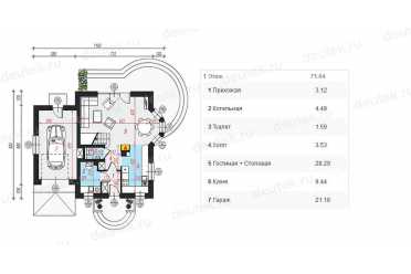 Проект двухэтажного дома из керамоблоков с мансардой и одноместным гаражом DTV100226