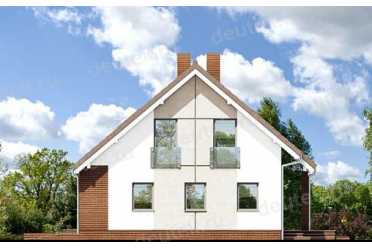 Проект двухэтажного дома из керамоблоков с мансардой и двухместным гаражом DTV100230