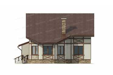 Проект двухэтажного дома из кирпича с одноместным гаражом DTV100309