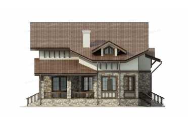 Проект двухэтажного дома из кирпича с террасой DTV100313