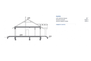 Типовой проект одноэтажного дачного дома DTM32
